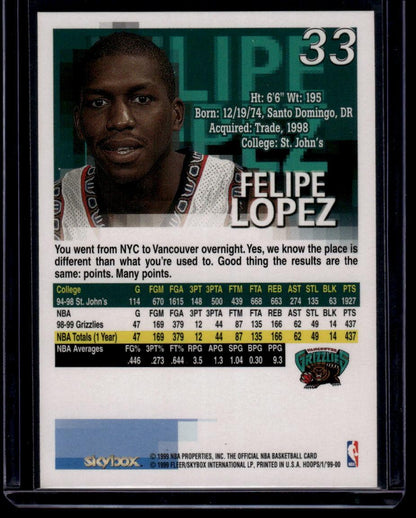 1999-00 Hoops #33 Felipe Lopez