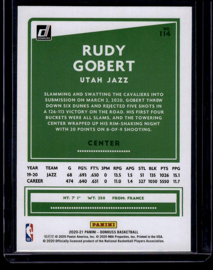 2020-21 Donruss #114 Rudy Gobert