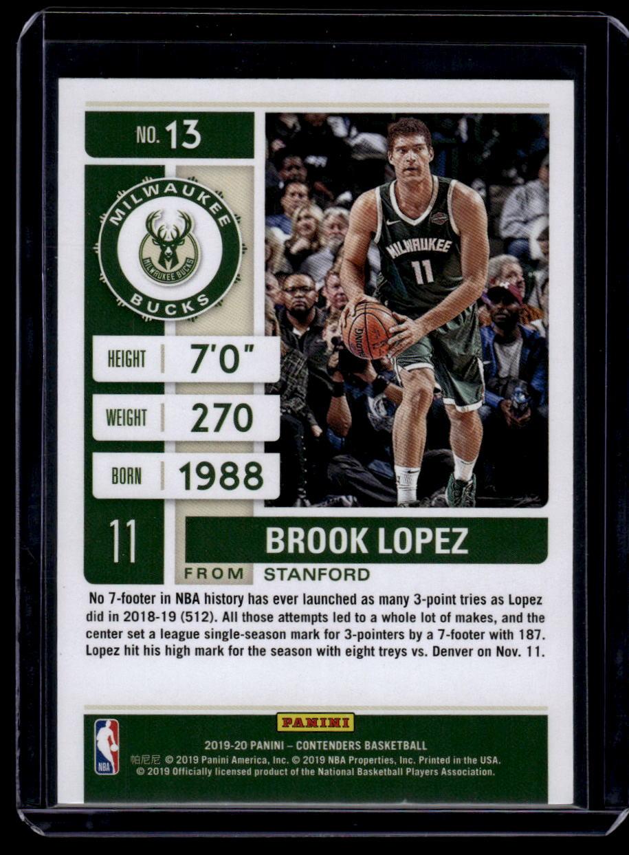 2019-20 Panini Contenders #13 Brook Lopez