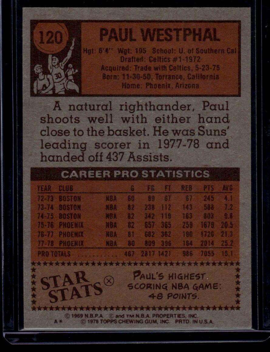 1978-79 Topps #120 Paul Westphal