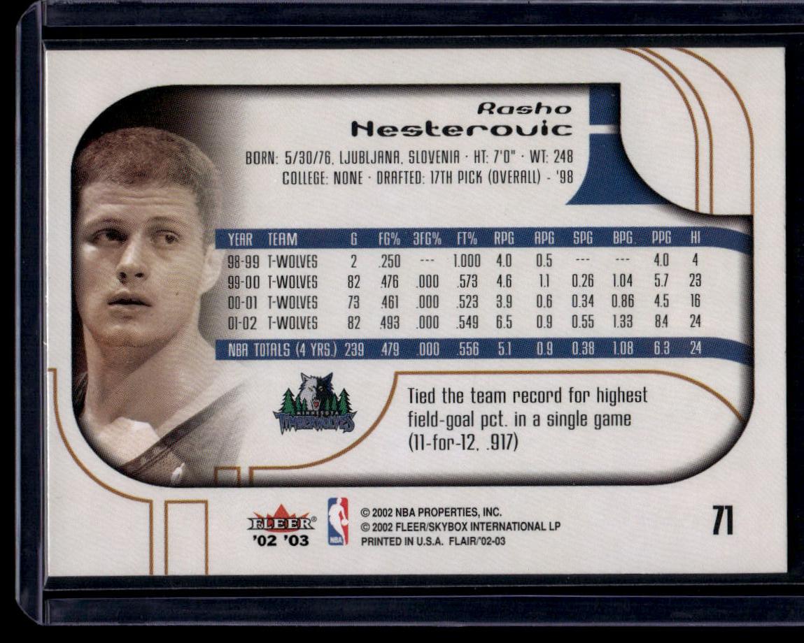 2002-03 Flair #71 Rasho Nesterovic