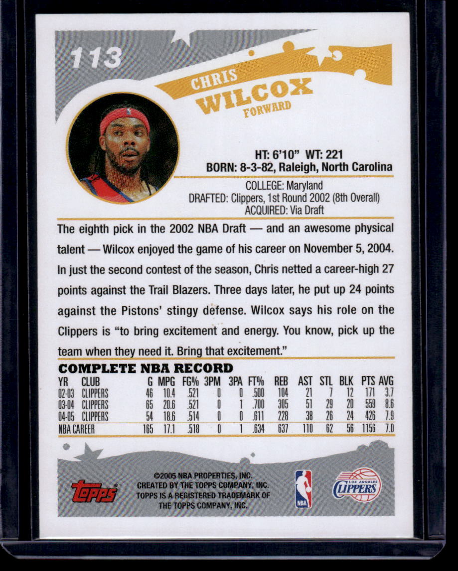 2005-06 Topps #113 Chris Wilcox