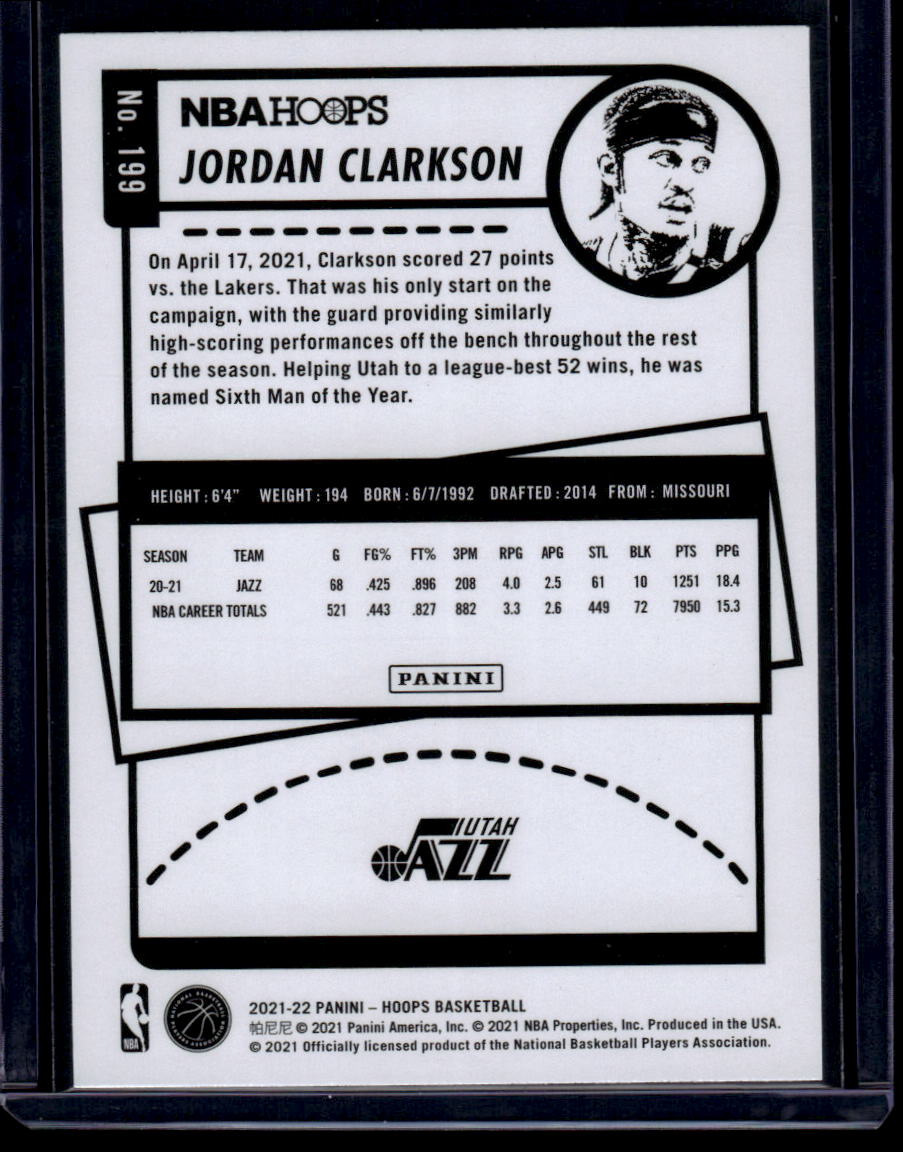 2021-22 Hoops #199 Jordan Clarkson