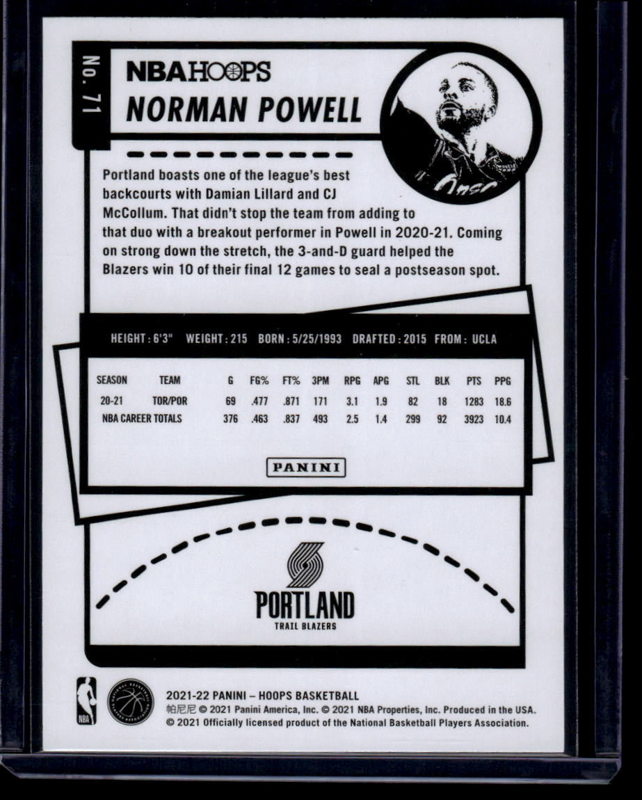 2021-22 Hoops #71 Norman Powell