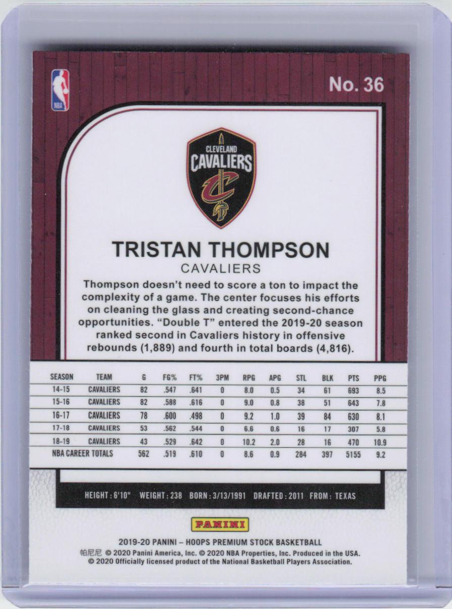 2019-20 Hoops Premium Stock #36 Tristan Thompson