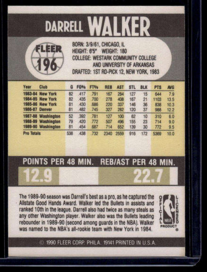 1990-91 Fleer #196 Darrell Walker