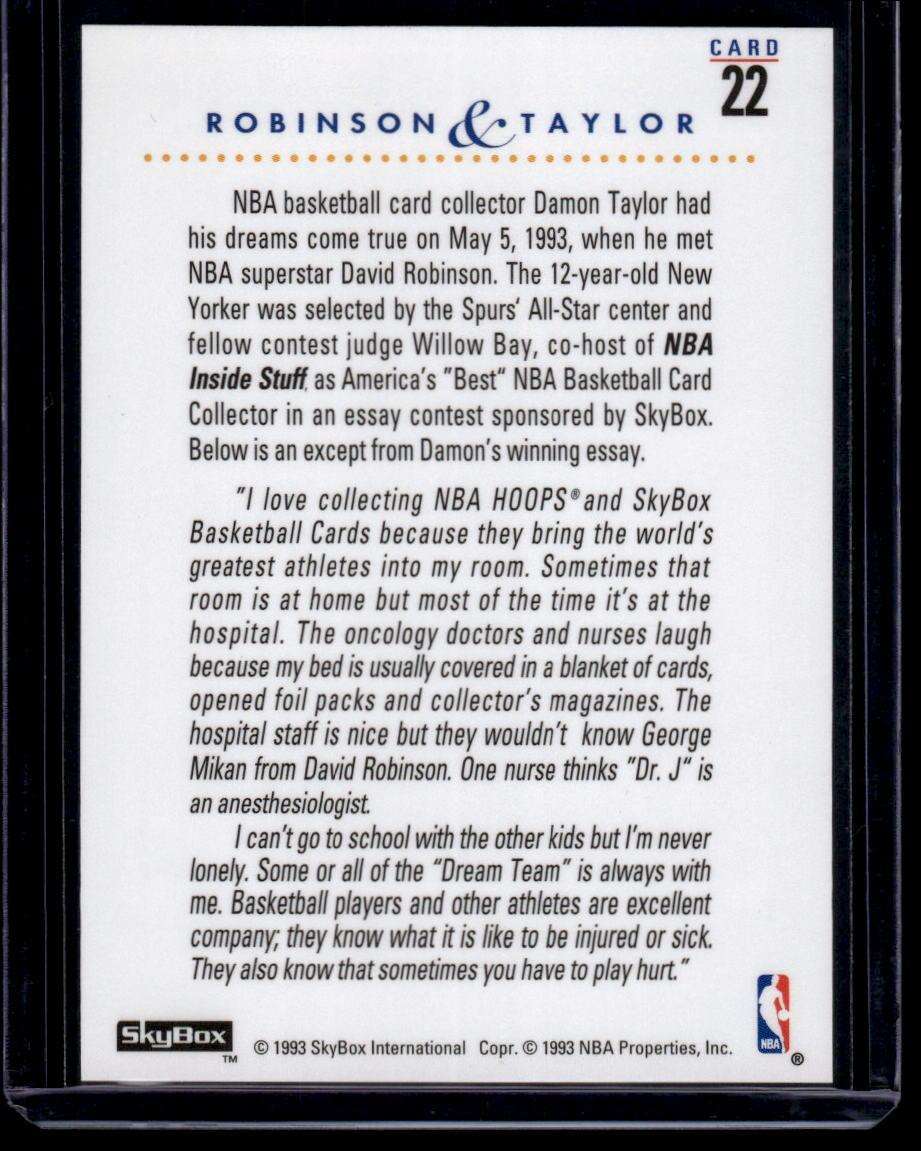 1993-94 SkyBox Premium #22 Inside Stuff (David Robinson)