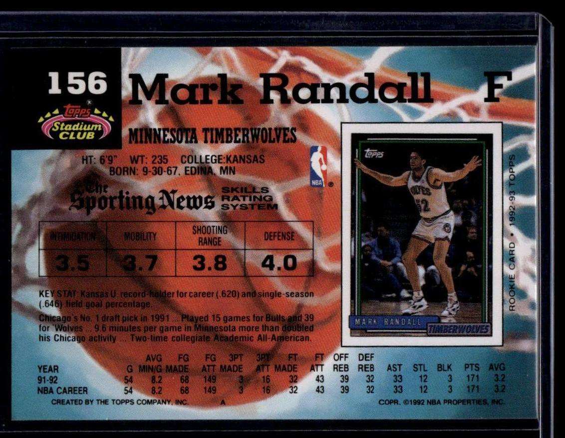 1992-93 Stadium Club #156 Mark Randall