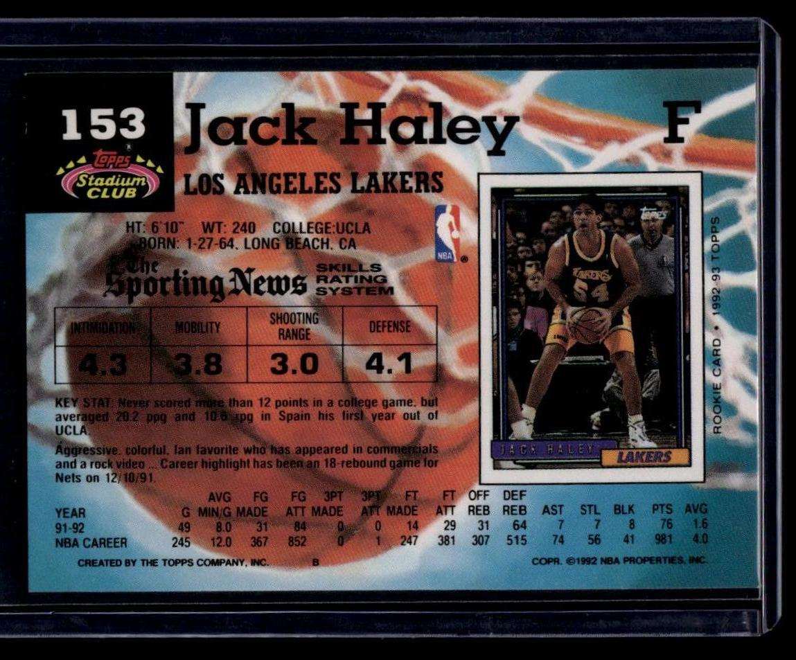 1992-93 Stadium Club #153 Jack Haley