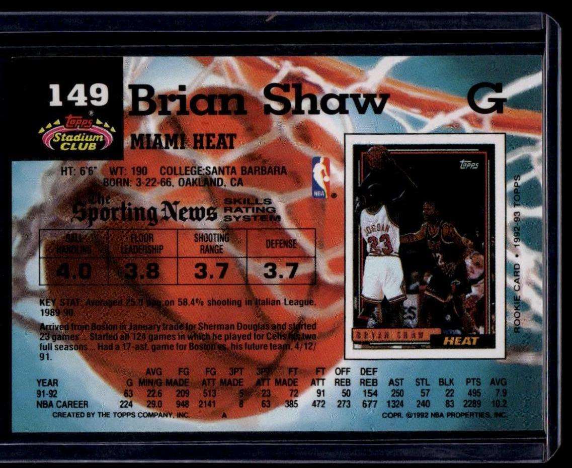 1992-93 Stadium Club #149 Brian Shaw