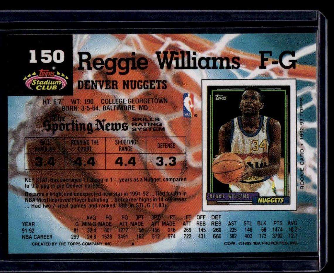 1992-93 Stadium Club #150 Reggie Williams