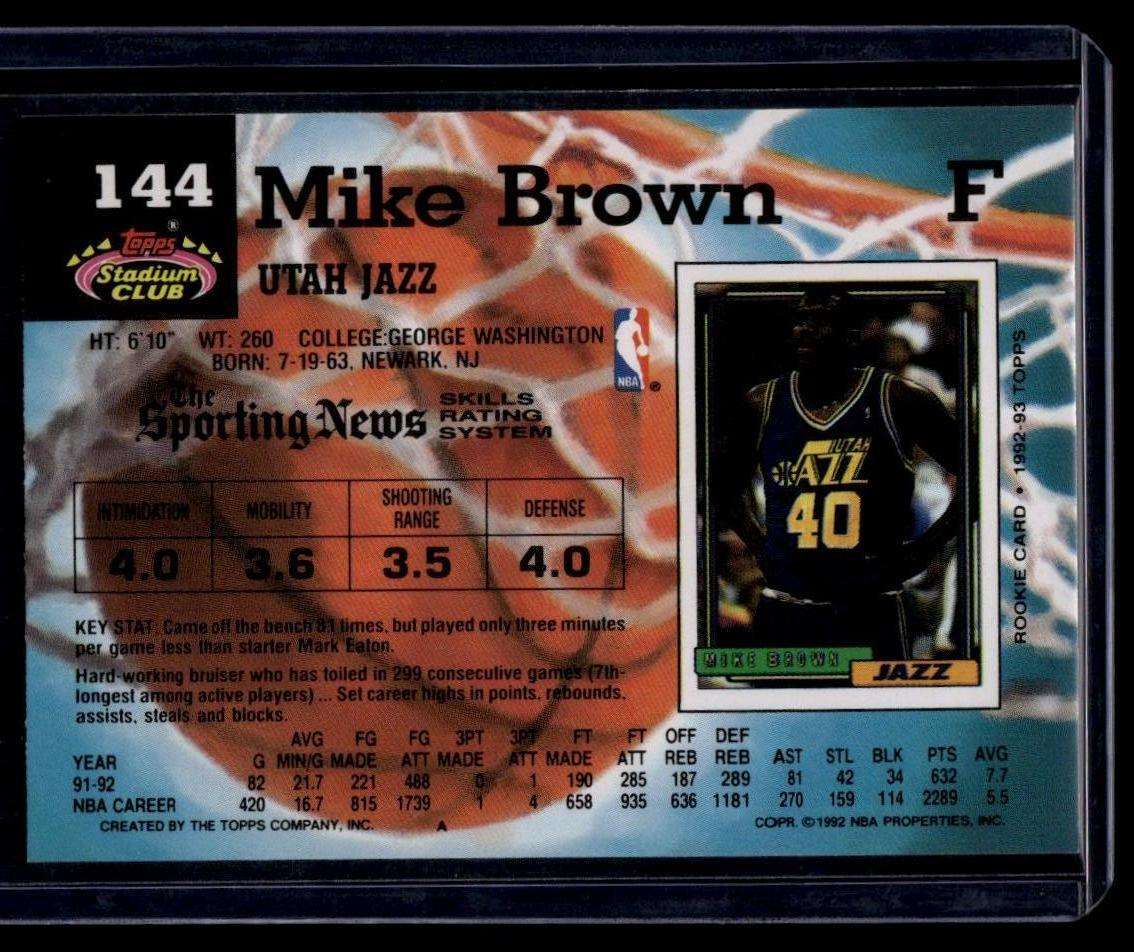 1992-93 Stadium Club #144 Mike Brown