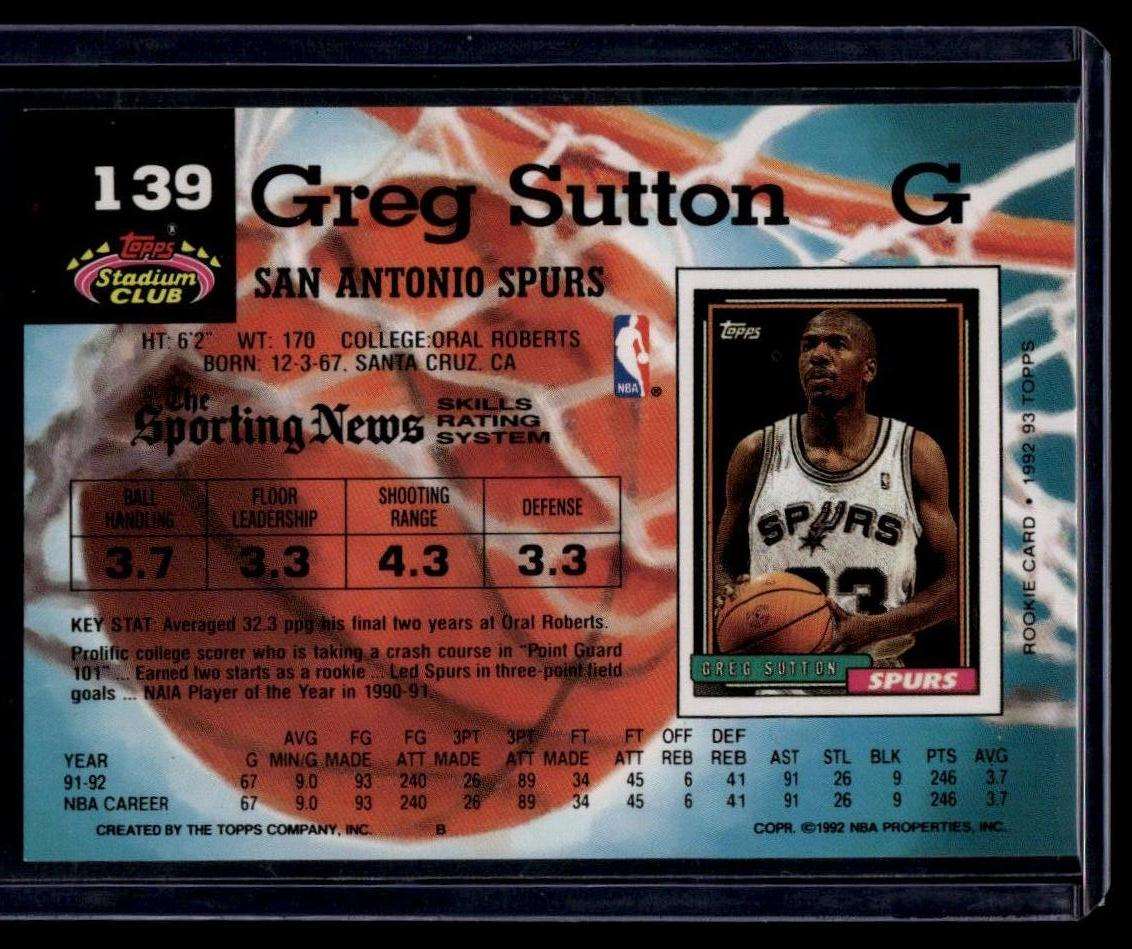 1992-93 Stadium Club #139 Greg Sutton