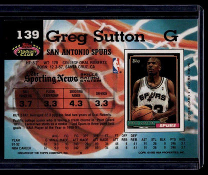 1992-93 Stadium Club #139 Greg Sutton