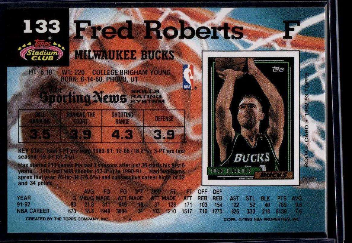 1992-93 Stadium Club #133 Fred Roberts