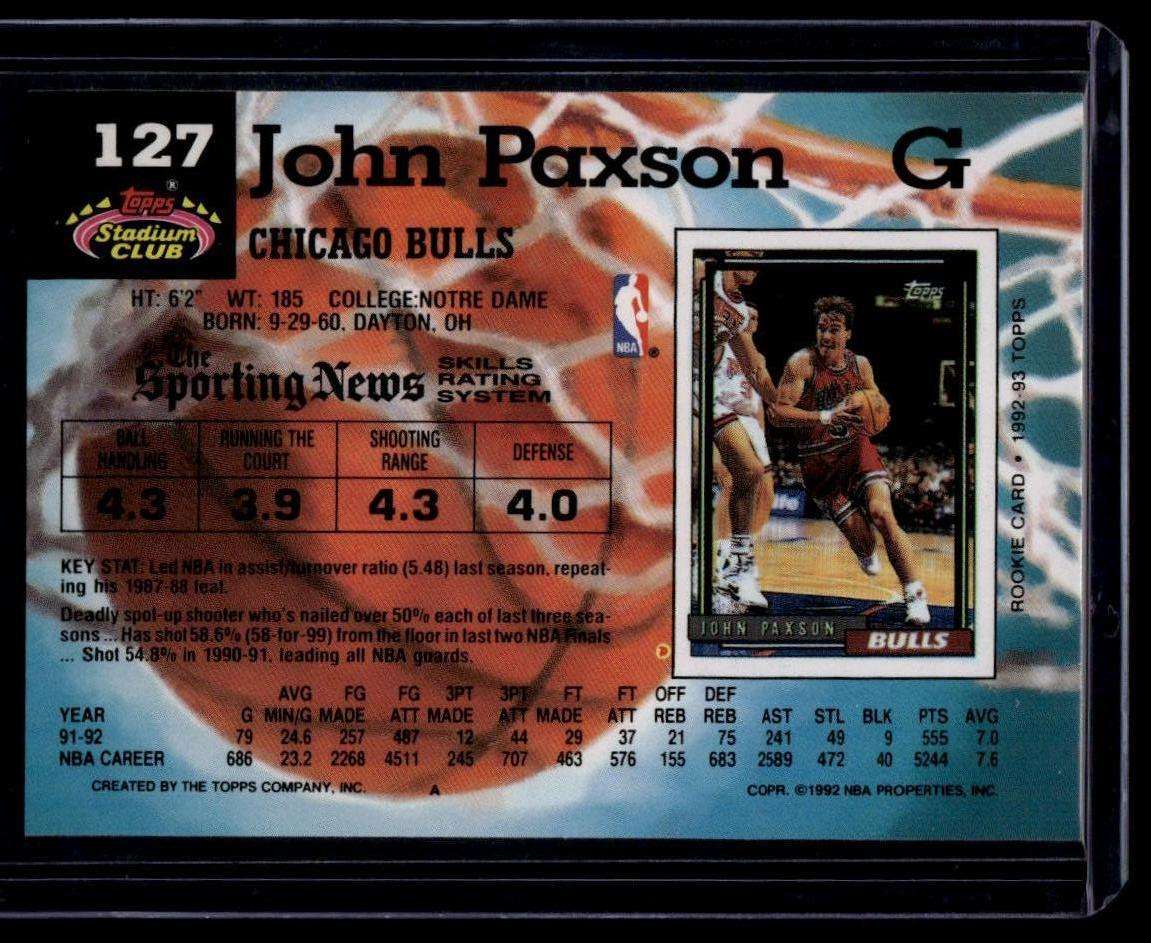 1992-93 Stadium Club #127 John Paxson