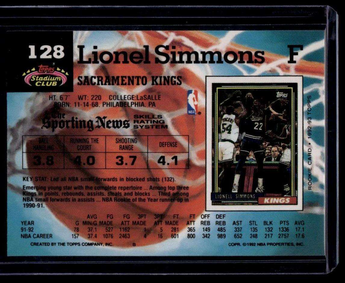 1992-93 Stadium Club #128 Lionel Simmons