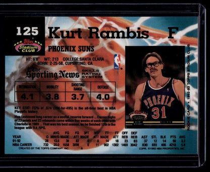 1992-93 Stadium Club #125 Kurt Rambis