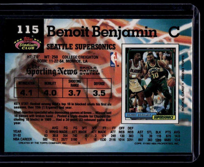 1992-93 Stadium Club #115 Benoit Benjamin