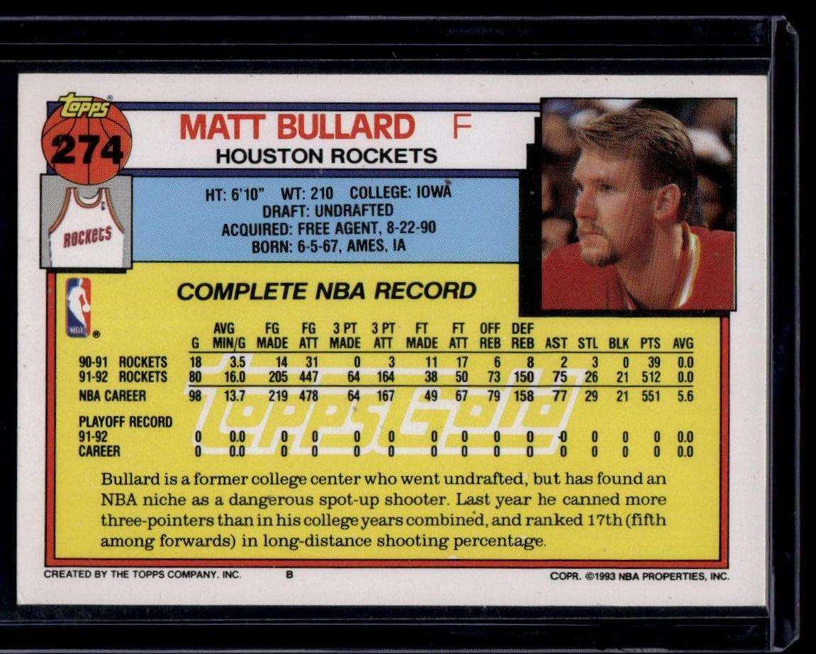 1992-93 Topps #274 Matt Bullard