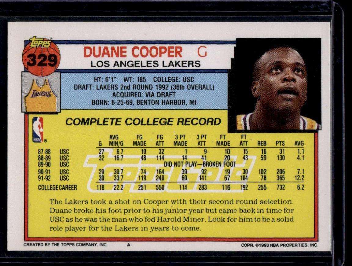 1992-93 Topps #329 Duane Cooper Gold