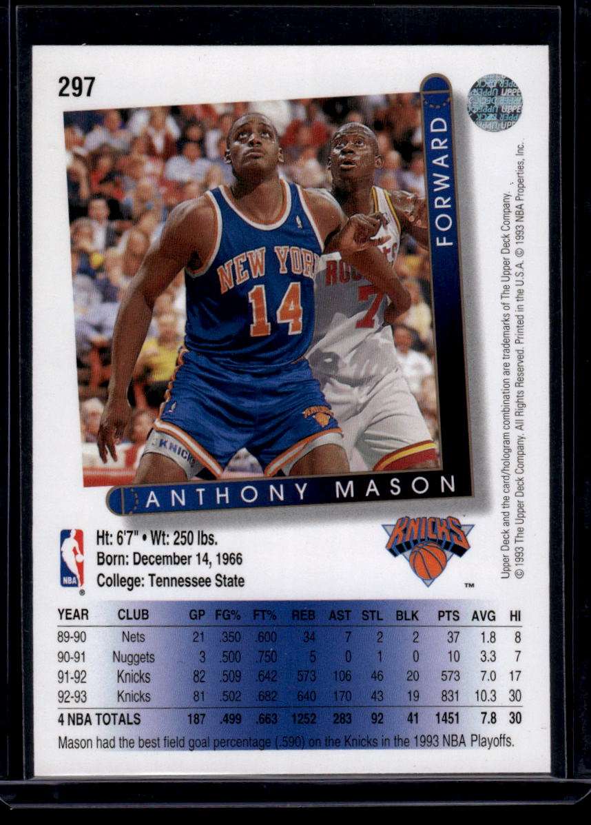 1993-94 Upper Deck #297 Anthony Mason