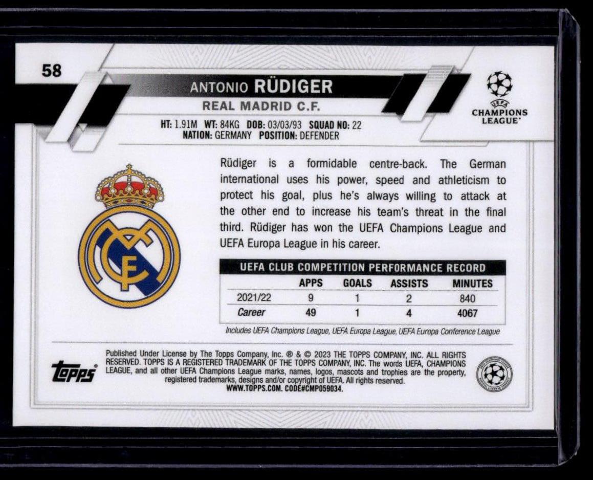 2022-23 Topps UEFA Club Competitions #58 Antonio Rüdiger