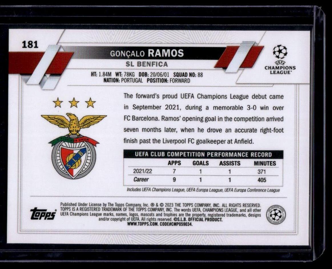 2022-23 Topps UEFA Club Competitions #181 Gonçalo Ramos