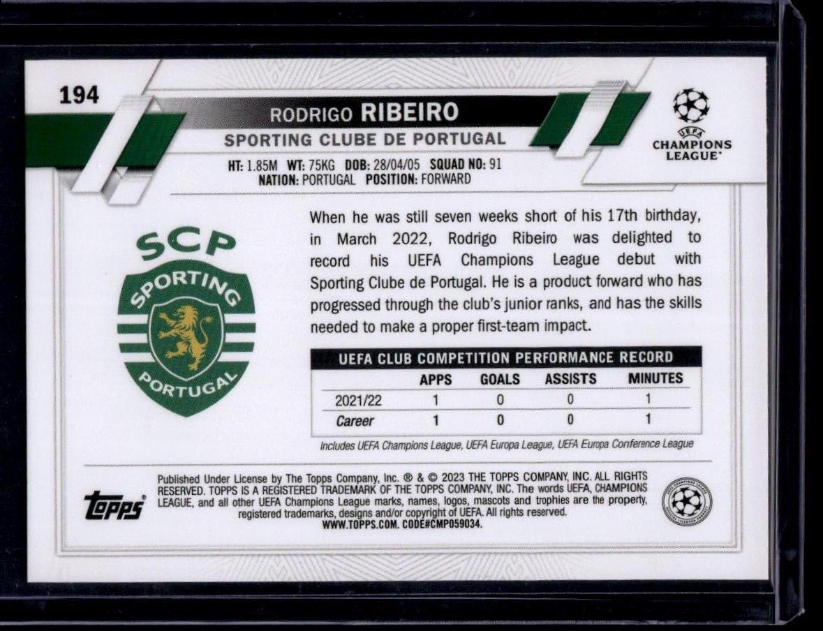 2022-23 Topps UEFA Club Competitions #194 Rodrigo Ribeiro