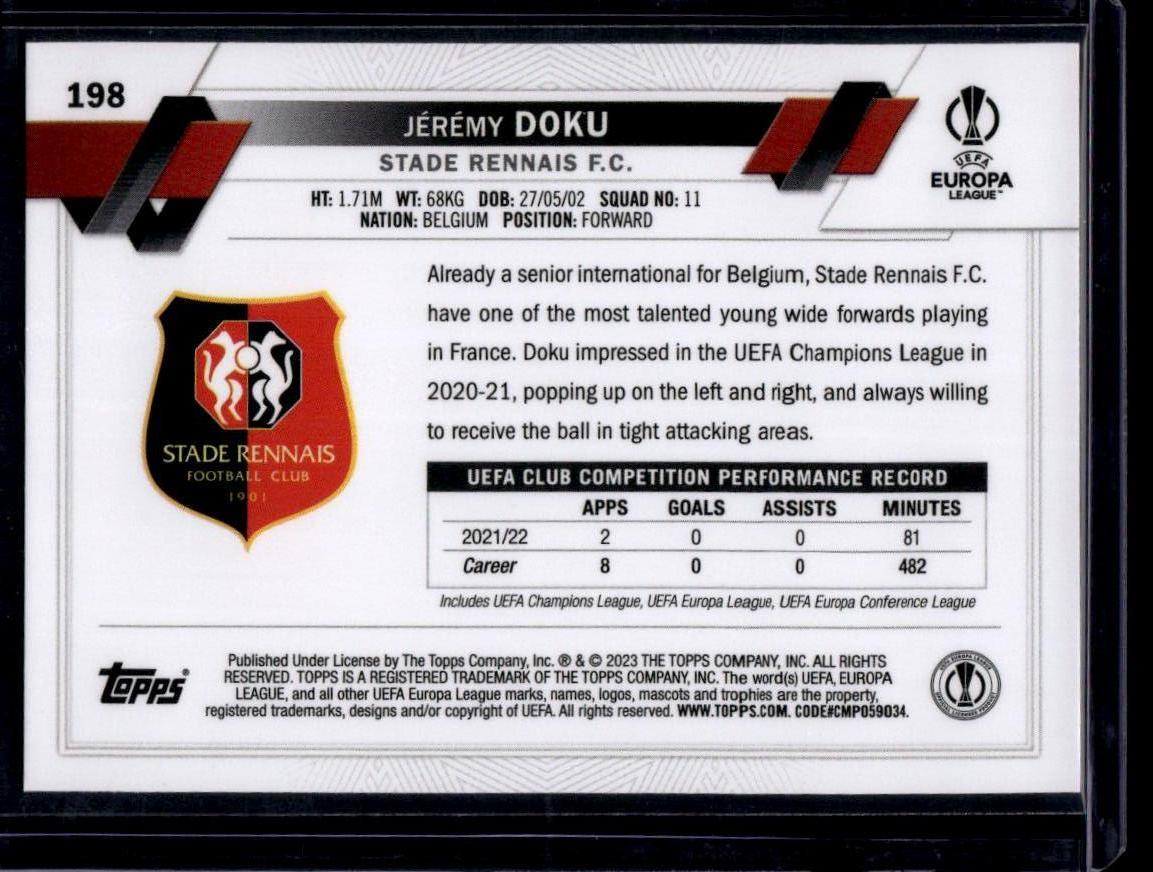 2022-23 Topps UEFA Club Competitions #198 Jérémy Doku