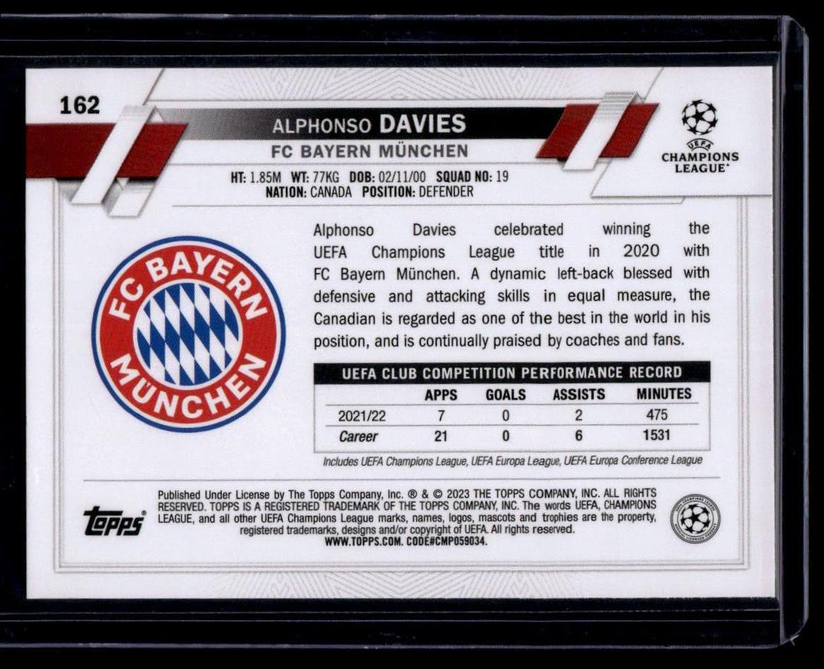 2022-23 Topps UEFA Club Competitions #162 Alphonso Davies