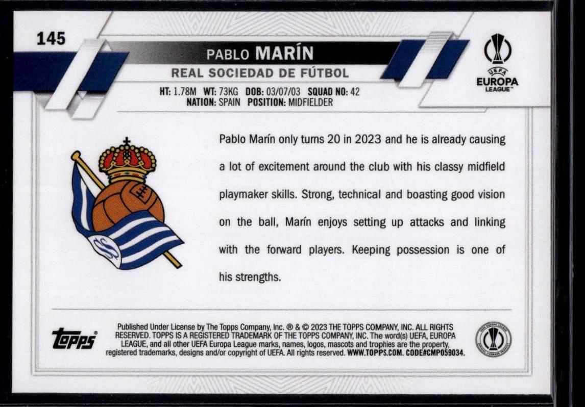 2022-23 Topps UEFA Club Competitions #145 Pablo Marín