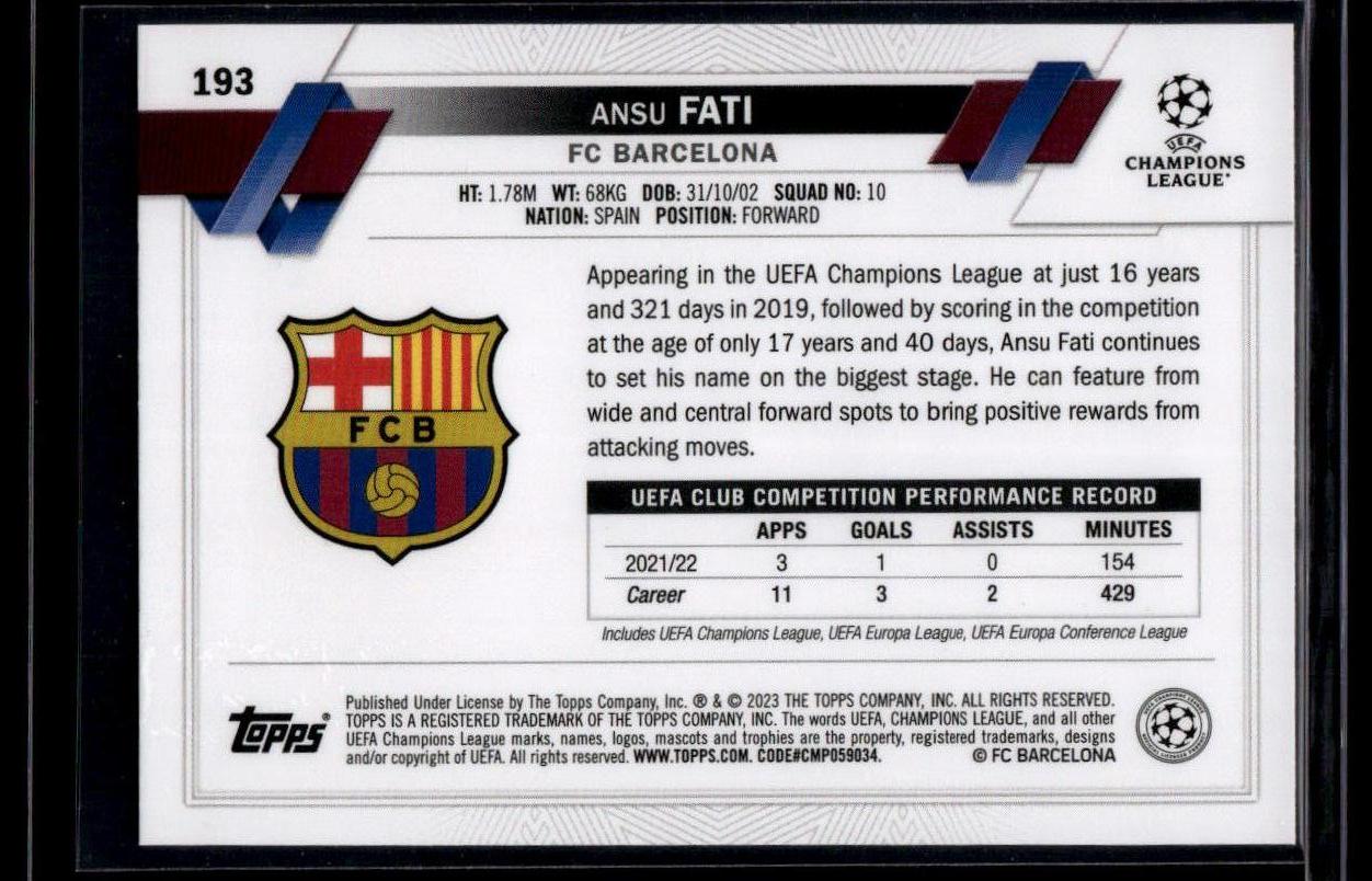 2022-23 Topps UEFA Club Competitions #193 Ansu Fati