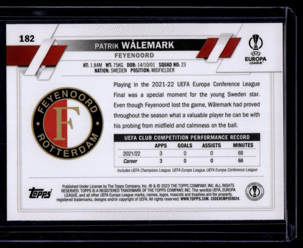 2022-23 Topps UEFA Club Competitions #182 Patrik Wålemark