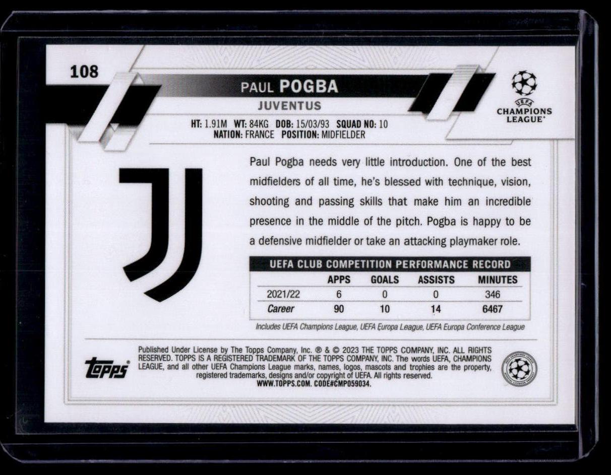 2022-23 Topps UEFA Club Competitions #108 Paul Pogba