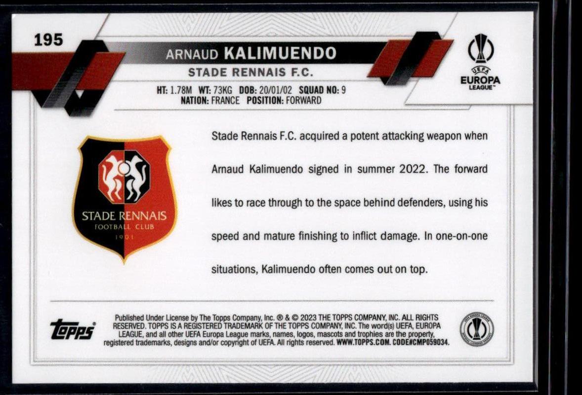 2022-23 Topps UEFA Club Competitions #195 Arnaud Kalimuendo