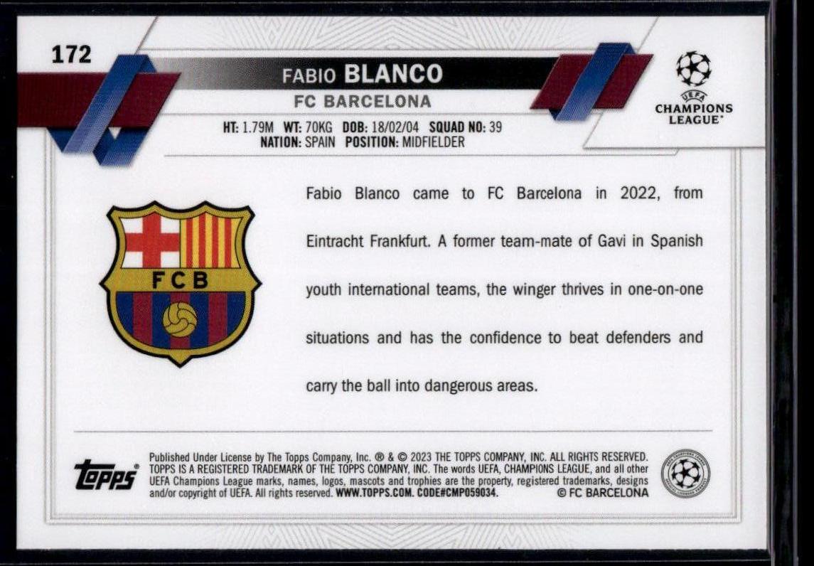 2022-23 Topps UEFA Club Competitions #172 Fabio Blanco