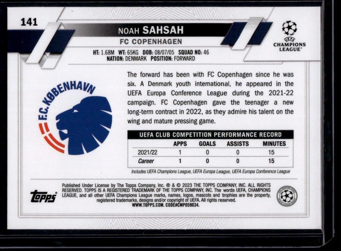 2022-23 Topps UEFA Club Competitions #141 Noah Sahsah