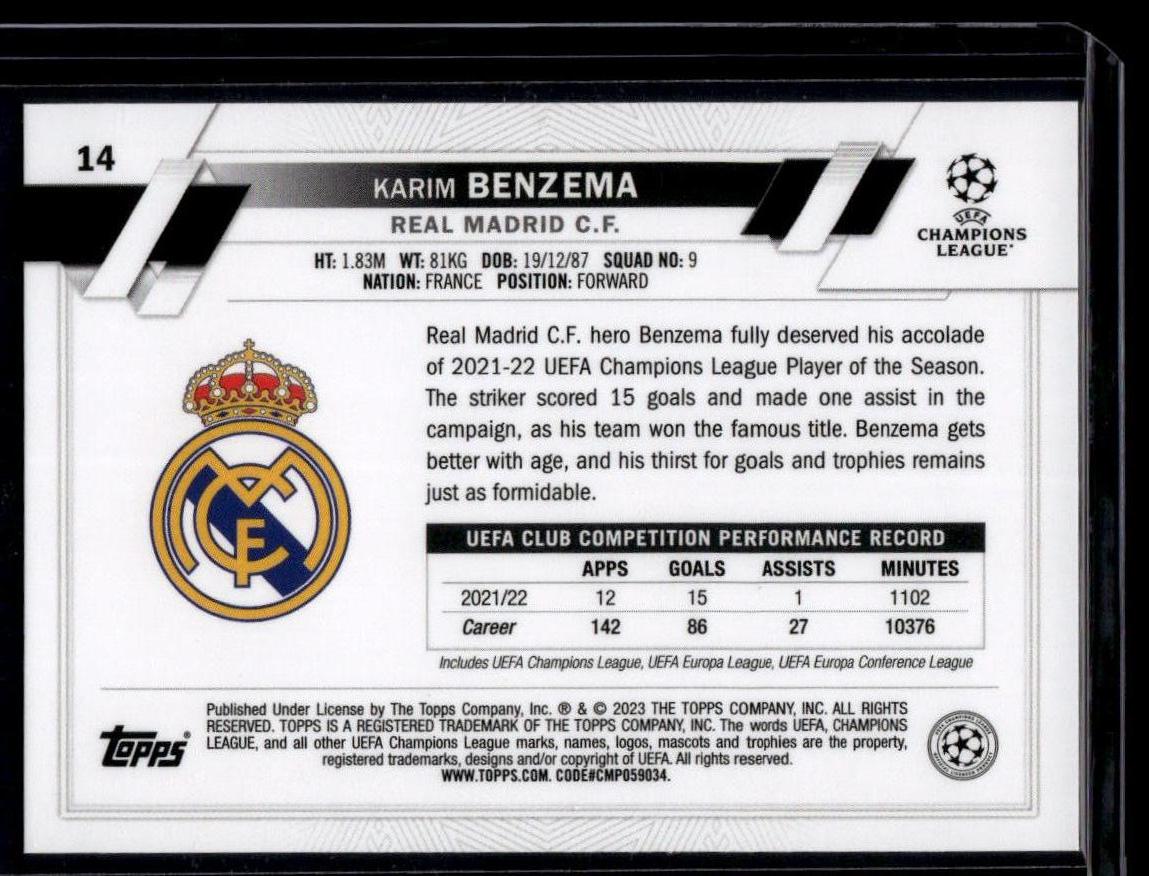 2022-23 Topps UEFA Club Competitions #14 Karim Benzema