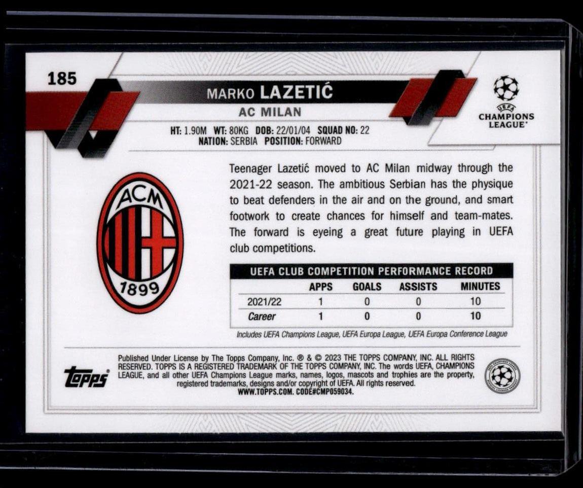 2022-23 Topps UEFA Club Competitions #185 Marko Lazetić