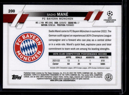 2022-23 Topps UEFA Club Competitions #200 Sadio Mané