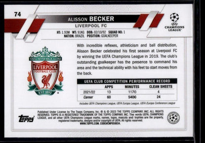 2022-23 Topps UEFA Club Competitions #74 Alisson Becker