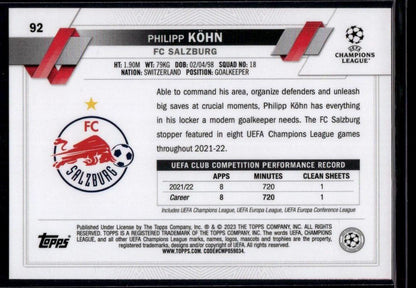 2022-23 Topps UEFA Club Competitions #92 Philipp Köhn