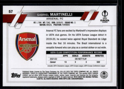 2022-23 Topps UEFA Club Competitions #57 Gabriel Martinelli