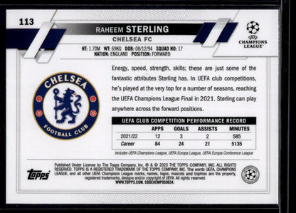 2022-23 Topps UEFA Club Competitions #113 Raheem Sterling