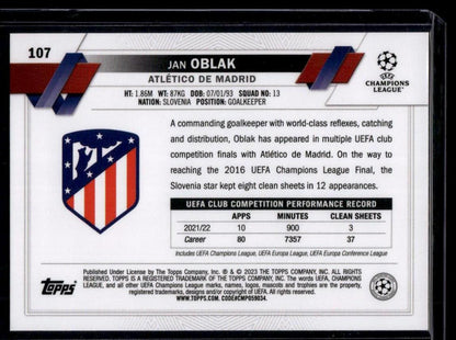 2022-23 Topps UEFA Club Competitions #107 Jan Oblak