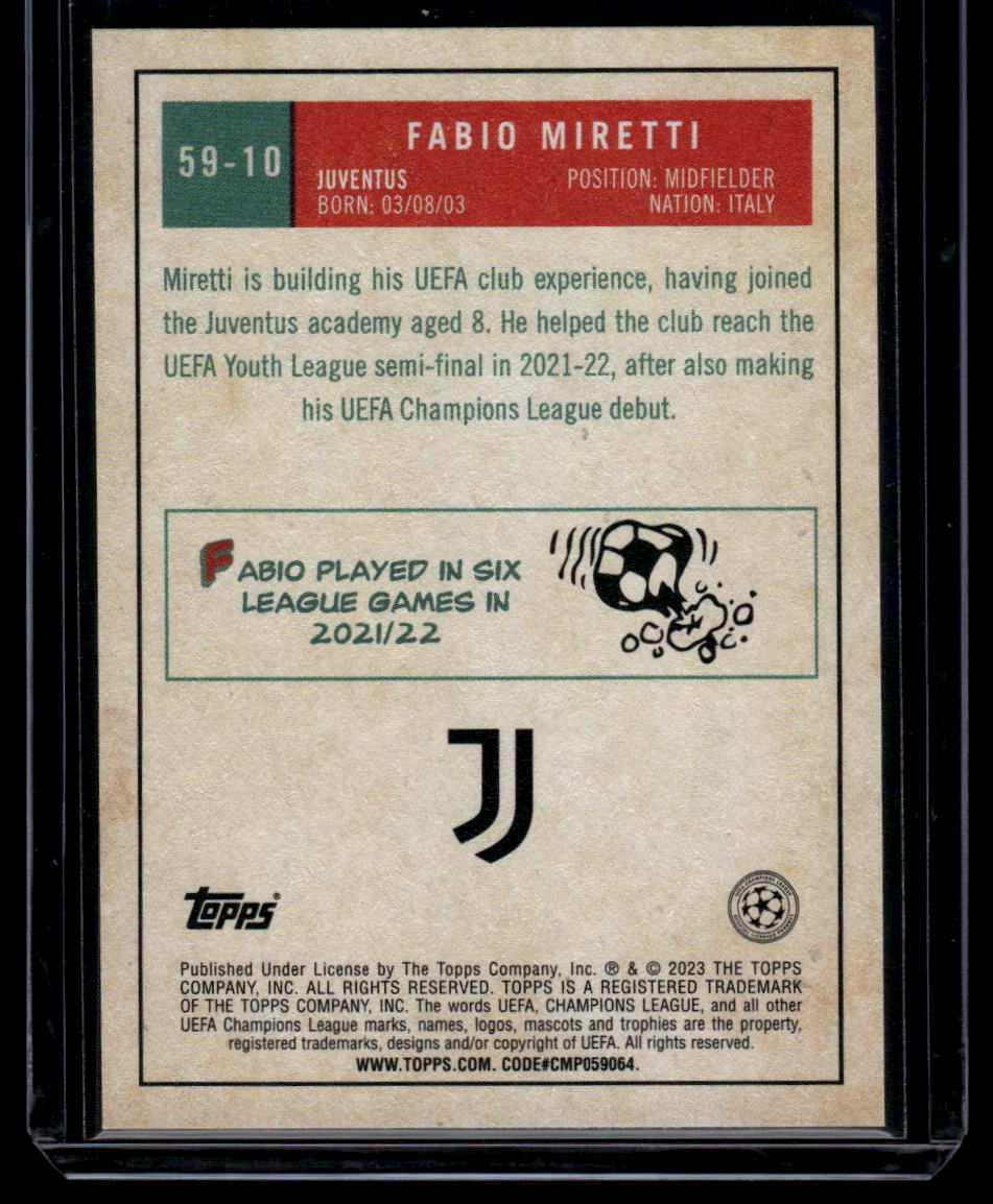 2022-23 Topps UEFA Club Competitions #59-10 Fabio Miretti 1959 Topps