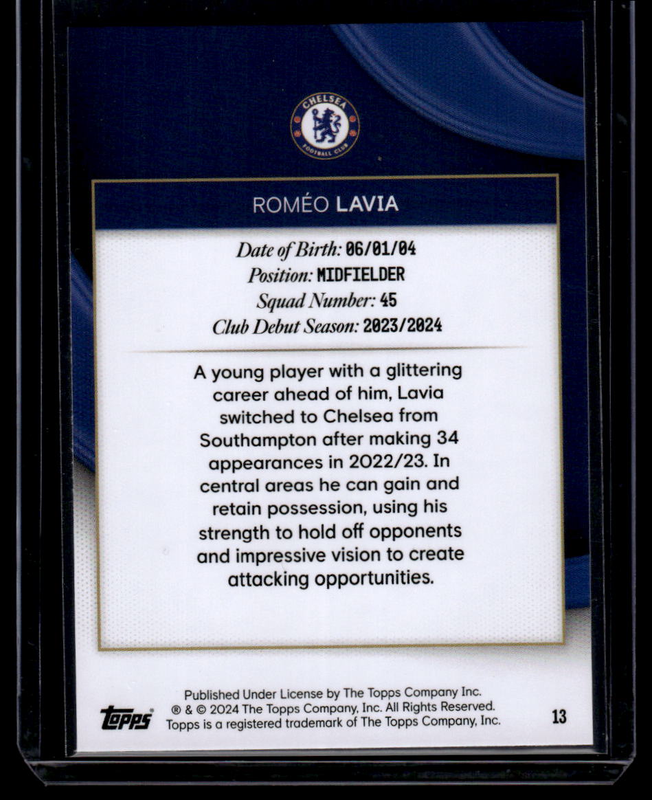 2023-24 Topps Chelsea Team Set #13 Roméo Lavia