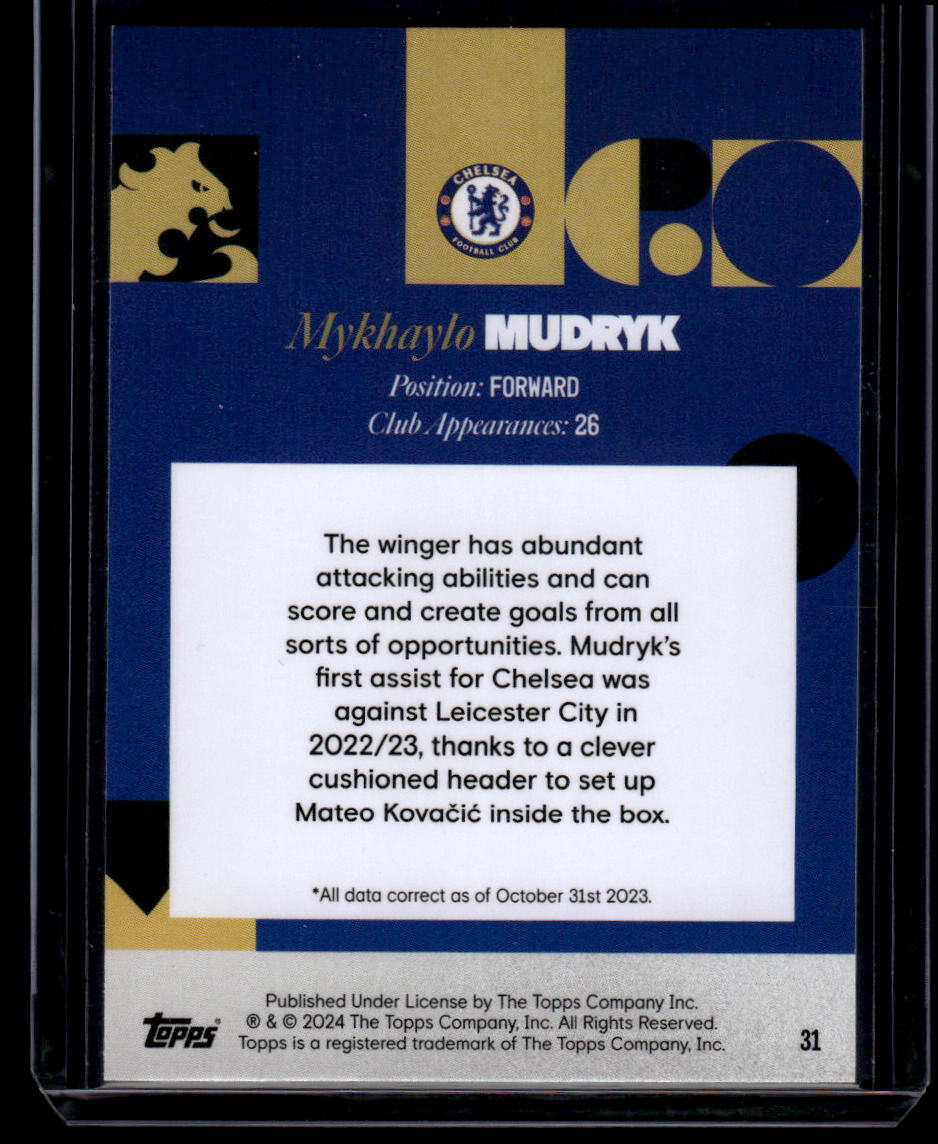 2023-24 Topps Chelsea Team Set #31 Mykhailo Mudryk