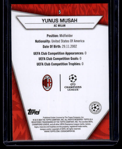 2023-24 Topps UEFA Club Competitions Superstars #5 Yunus Musah